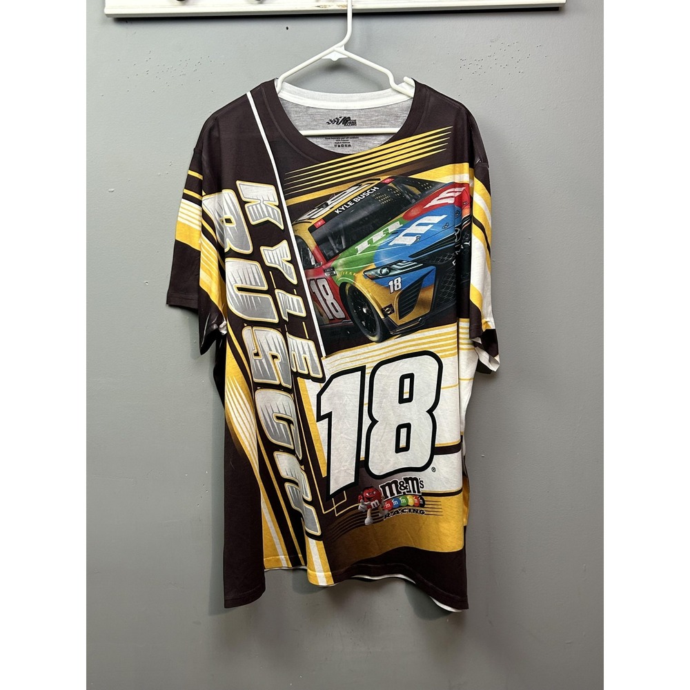Joe Gibbs Racing T-Shirt Mens 3XL Multi Kyle Busch 18 M&Ms NASCAR All Over Print
